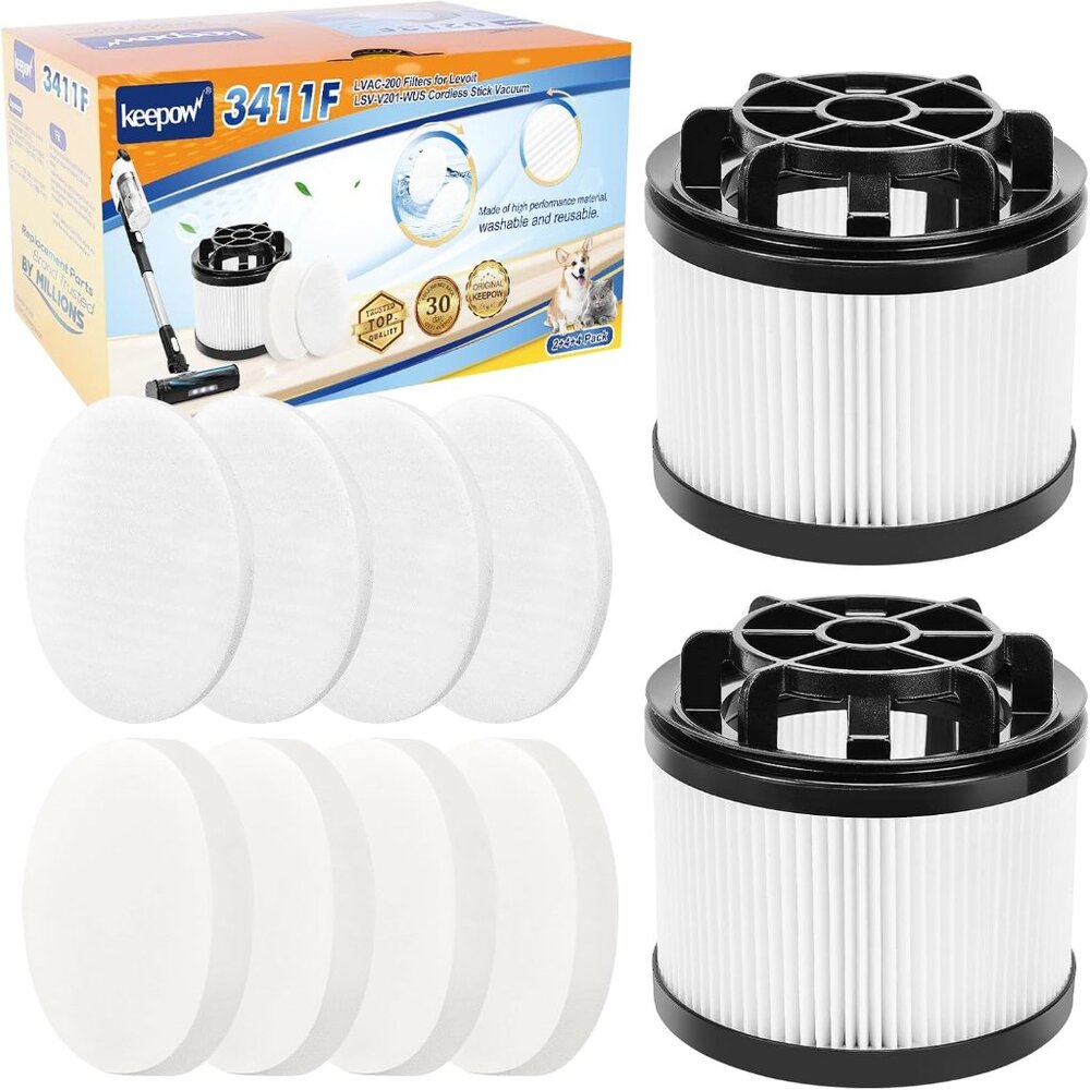 KEEPOW LVAC-200 Vacuum Filters Replacement Fit for Levoit LSV-V201-WUS Cordless